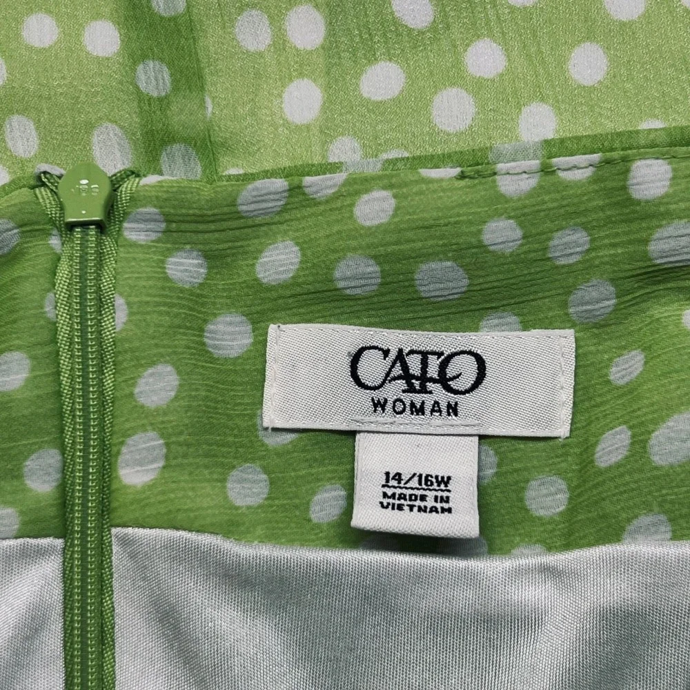 Cato Woman Polka Dot Plus Size Midi Skirt 14/16W Green Polyester Ruffle‎ Hem